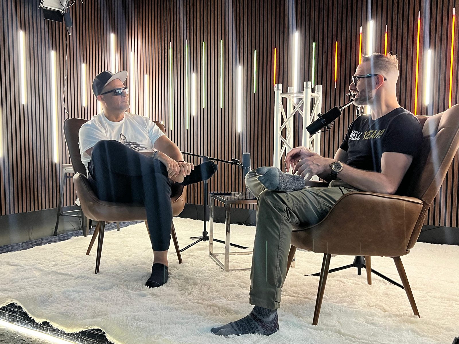 Ignacio Escandon and Chris Hedlund on set at Epic Podcast Studios